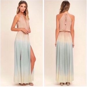 Lulus Sweet Sunset Blush Pink Dip-Dye Maxi Dress Size M - never worn